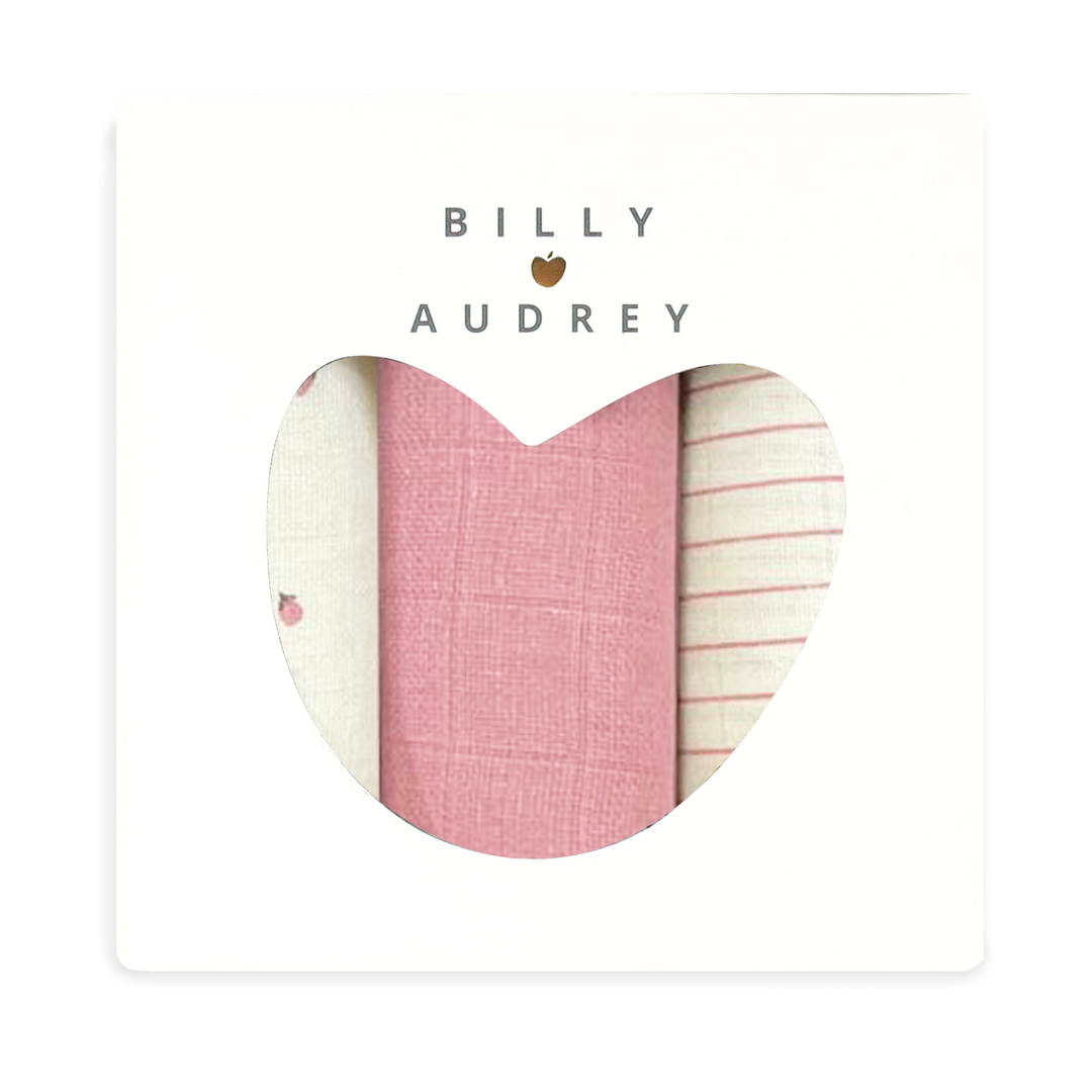 Dreierpack Musselin Mulltücher | blush/ribbons/rosegarden