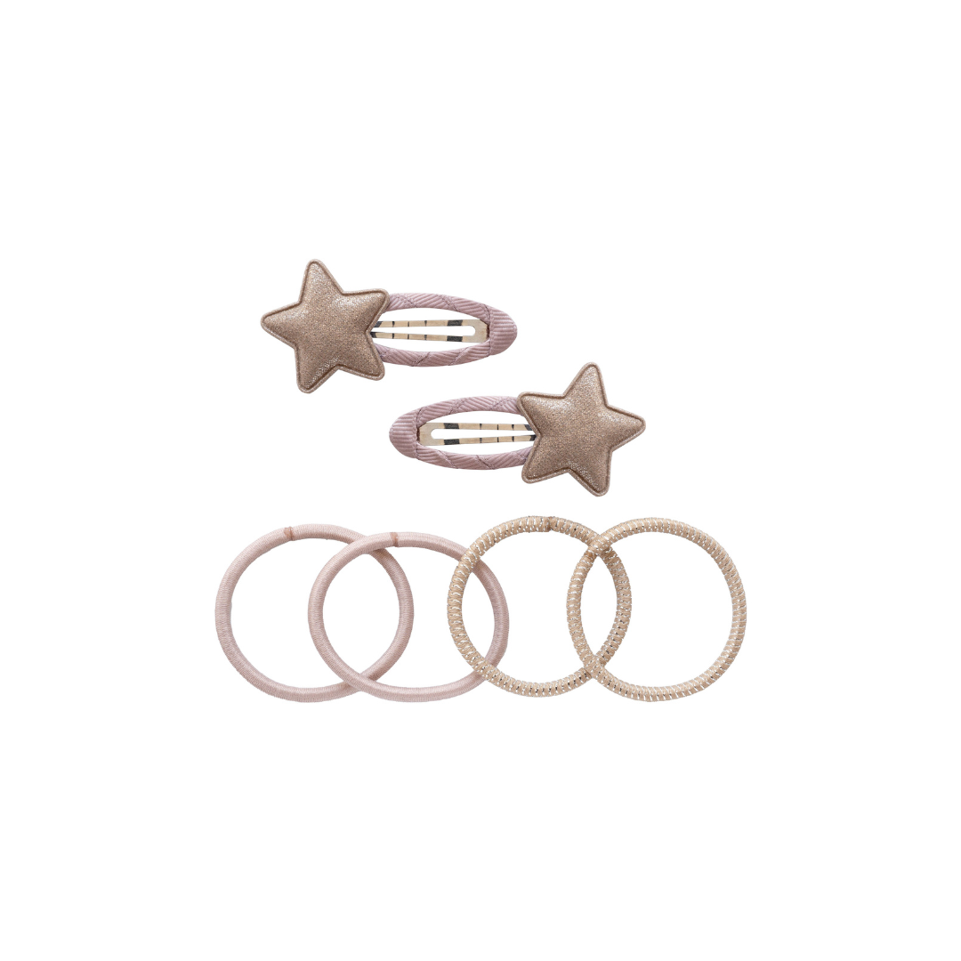 Clip and hair tie set Solo star | mocha