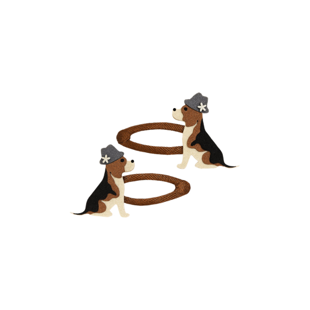 October Beagle hair clip set | chocolate
