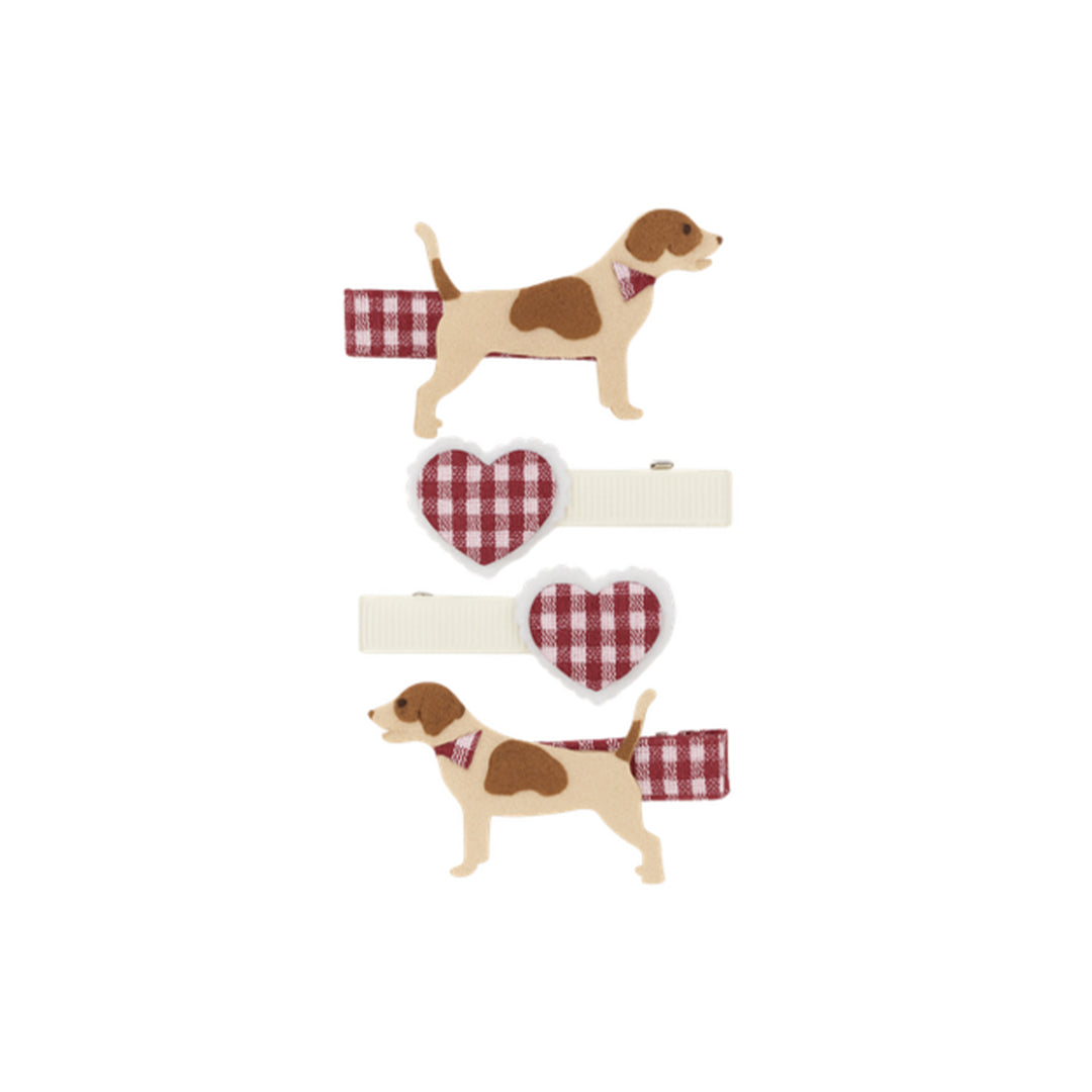 Puppylove Clip Set | red check pattern