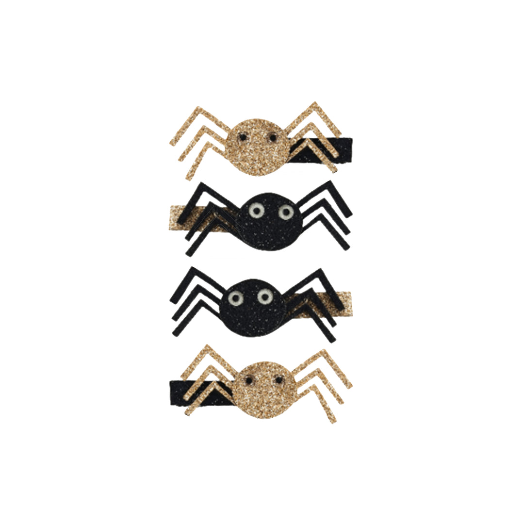 Glitter spider clip set | black/gold