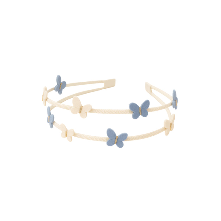 Doppel Haarreif Schmetterlinge| cream/blau