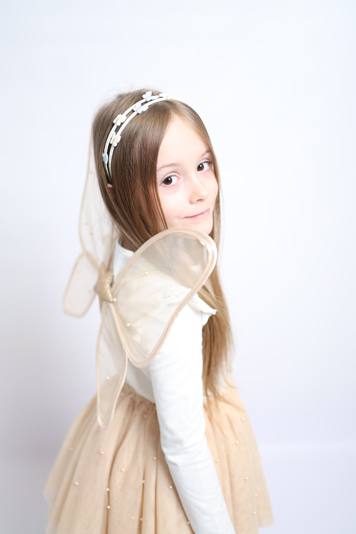 Doppel Haarreif Schmetterlinge| cream/blau