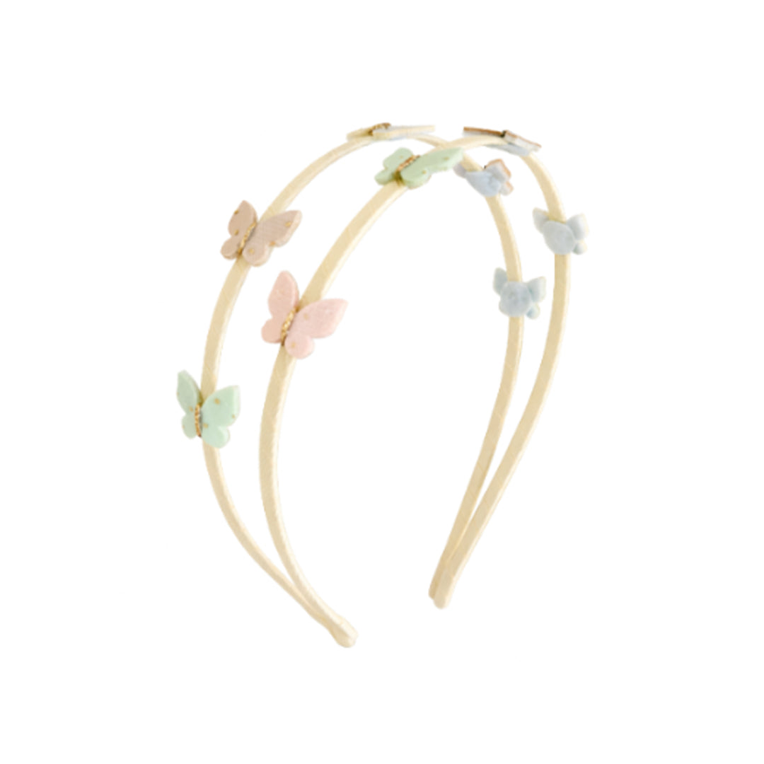Doppel Haarreif Schmetterlinge| Champagne Pastel