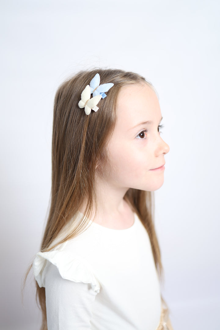 Schmetterling Clip Set Mathilda | cream/blue