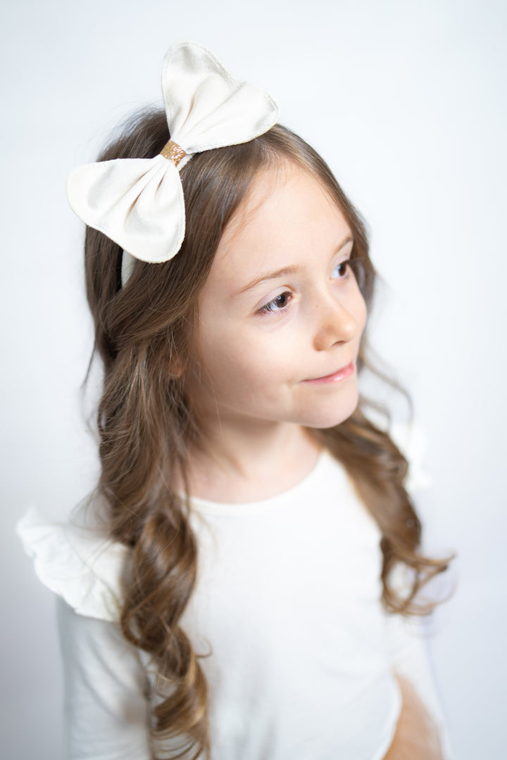 Velvet bow hairband | Vanilla