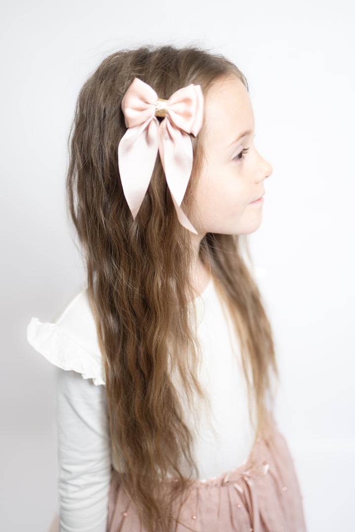 Large bow clasp Évodie | oatmeal stripes