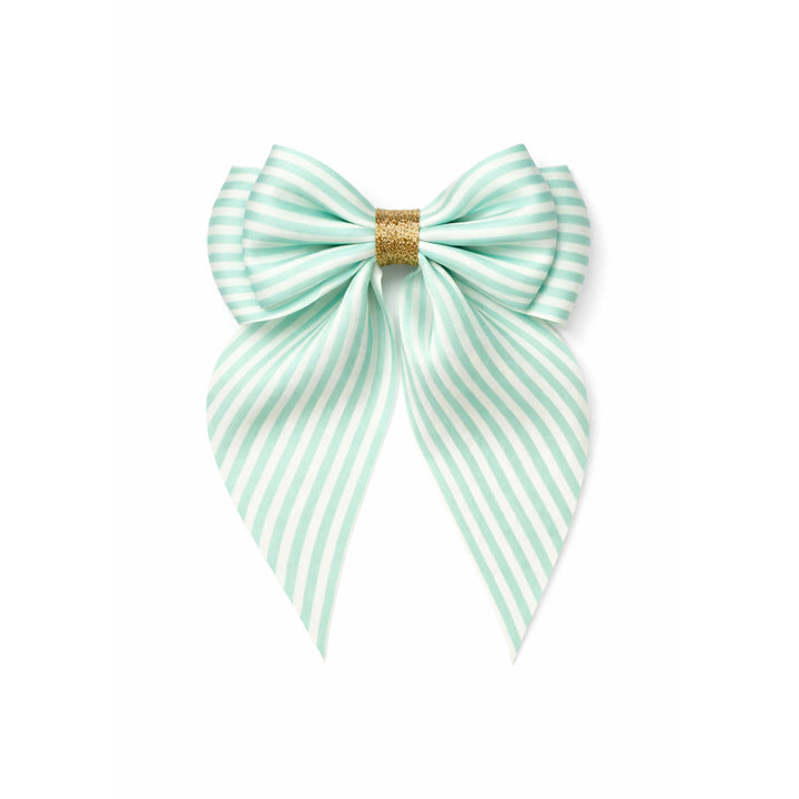 Large bow clasp Évodie | oatmeal stripes