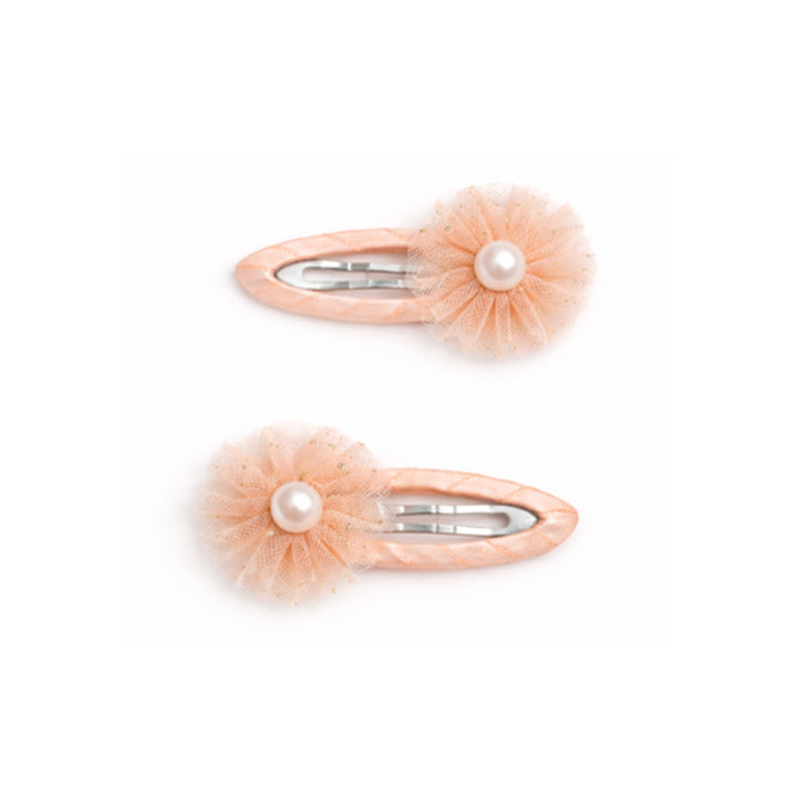 Perlen Tüll Haarklammer Set | Vintage Blush