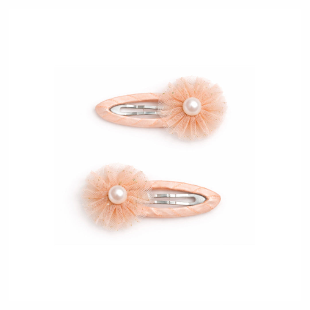 Pearl tulle hair clip set | Vintage Blush