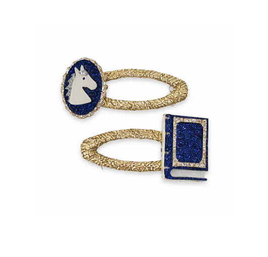 Enchanted Horse & Book Haarspange Set (Navy)