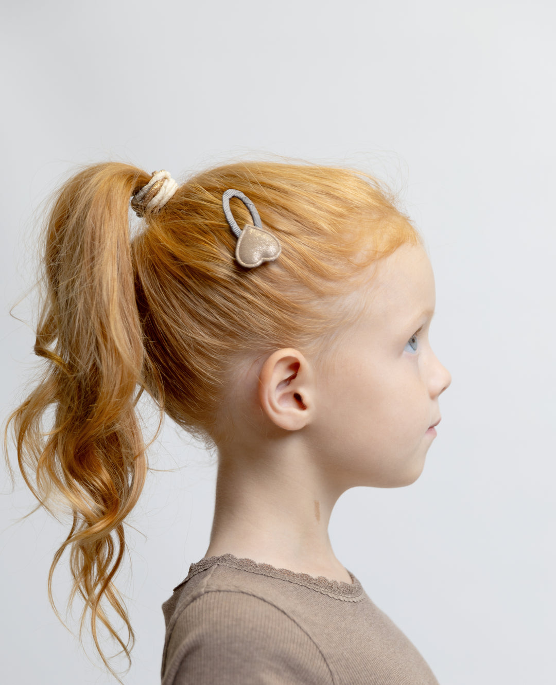 Clip and hair tie set Solo Heart | roasted chestnut
