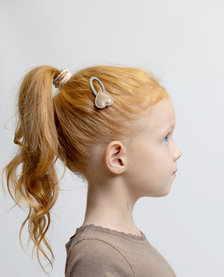 Clip and hair tie set Solo Heart | roasted chestnut