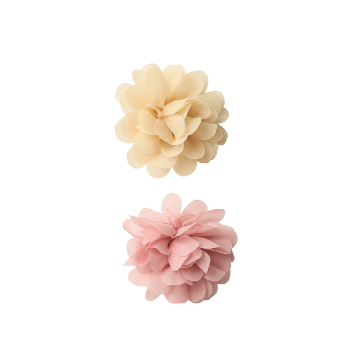 Chiffon Pom Pom Clip Set Amy | almond:cherry